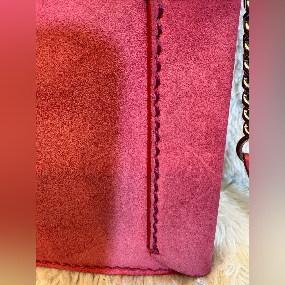 Jimmy Choo Vintage Pink Suede Envelope Clutch Chain Crossbody Bag - Picture 8 of 13